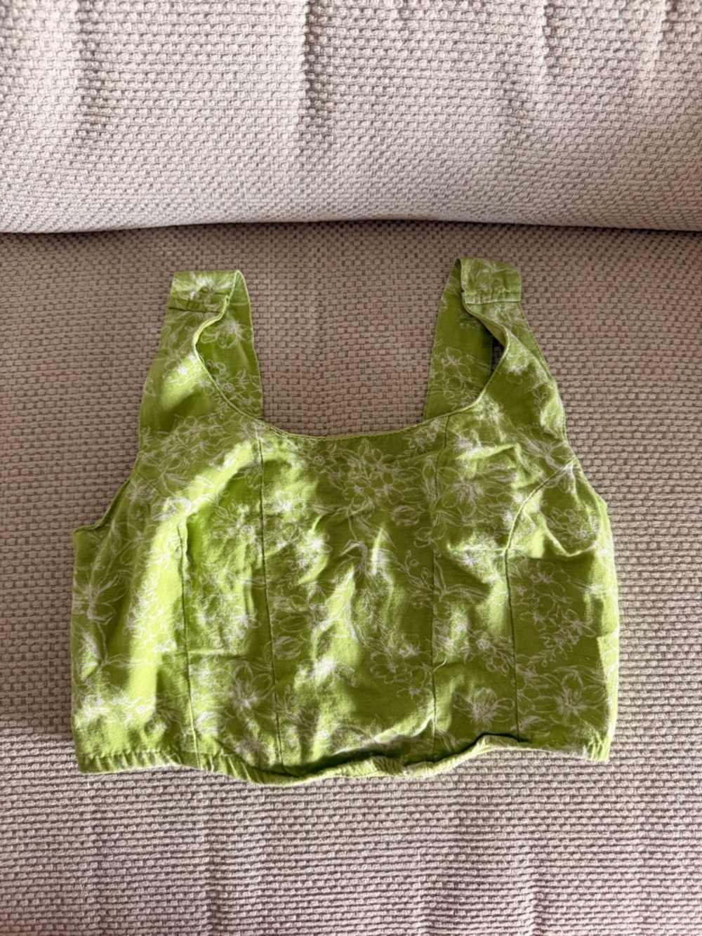 Green Floral Crop Top